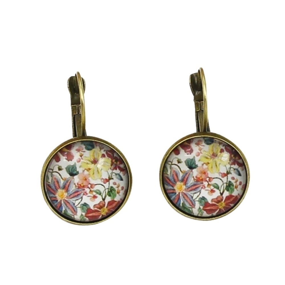 Floral Enamel Drop Earrings – Vintage-Inspired Lightweight Design
